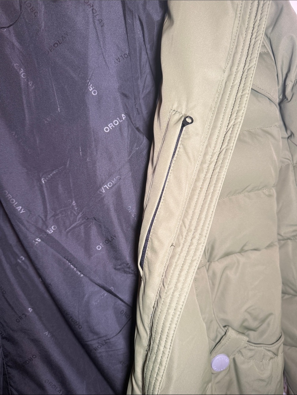 Orolay Quilted Hooded Puffer Jacket in Olive Green - Picture 4 of 7
